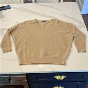 Lafayette 148 New York Women's Tan V-Neck Sweater